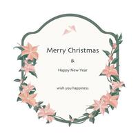 greeting card banner with blossom flower on frame background vector