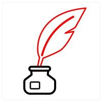 Inkpot and quill icon concept vector