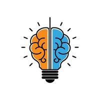 Human Brain in Light Bulb - Creative Design on White Background vector