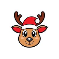 Christmas Reindeer Head Cartoon Clipart - Festive Holiday Illustration vector