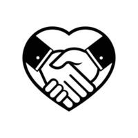Heart-Shaped Handshake Icon - Isolated Design on White Background vector