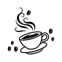 Elegant Cup of Coffee on a Saucer Icon Isolated on White Background vector