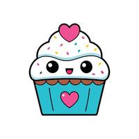 Cute Cupcake Cartoon Clipart - Adorable Illustration on White Background vector