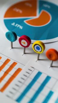 Close-up of a dart and a pen on a target photo