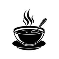 Soup Bowl Silhouette Icon - Simple Illustration on White Background vector