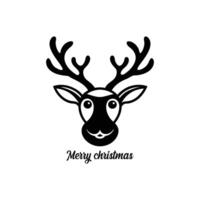 Christmas Reindeer Head Silhouette Icon - Isolated on White Background vector