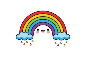 Rainbow and Cloud Clipart - Bright and Playful Illustration vector