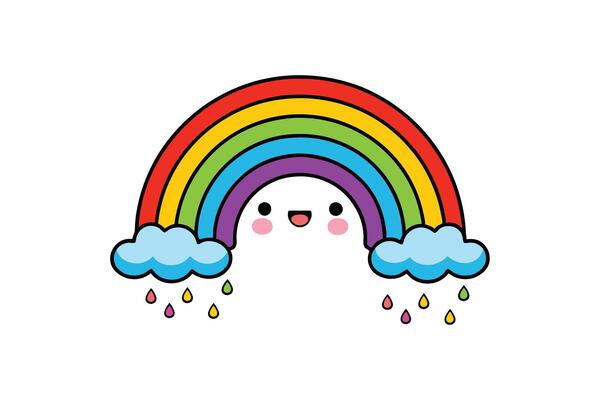 Rainbow and Cloud Clipart - Bright and Playful Illustration