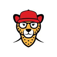 Cute Cheetah Head Wearing Accessories - Fun Cartoon Illustration on White Background vector