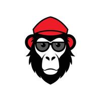 Cartoon Gorilla Head with Accessories - Cute Design on White Background vector
