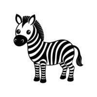 Cute Baby Zebra Silhouette Icon - Isolated on White Background vector