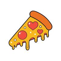 Fun Pizza Slice Illustration in Cartoon Style Isolated on White Canvas vector