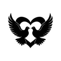 Elegant Birds on Wire Silhouettes Heart Design Minimal Art vector