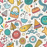 seamless pattern with colorful objects and shapes vector