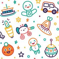 a colorful set of toys and other items vector