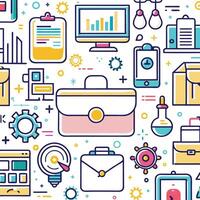 business icons and icons in a flat line style vector