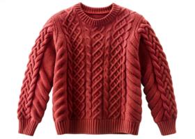 Red knitted sweater with a pattern of circles on the front and the bottom png