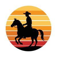 Retro Cowboy on Horse - Rustic Western Silhouette Design for Wild West Adventure Art vector