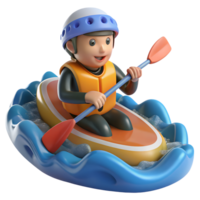 A toy figure of a boy in a kayak png