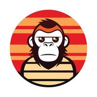 Retro Monkey Face Design - Vintage Primate Portrait for Expressive Wildlife Art and T-Shirts vector