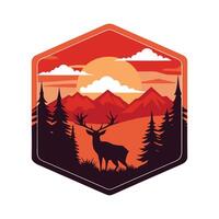 Retro National Park Silhouette - Mountain and Forest Wildlife Design for Adventure Art vector