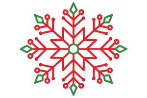 Snowflake Christmas - Line Art Clipart Illustration Isolated on White Background vector