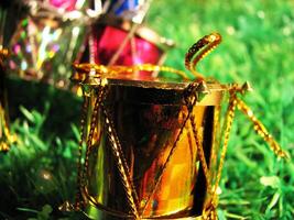 Christmas New Year decoration with colorful drums photo