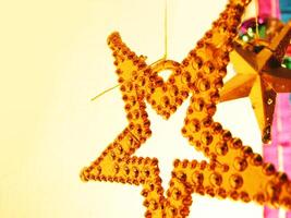Christmas New Year decoration with glittering star photo