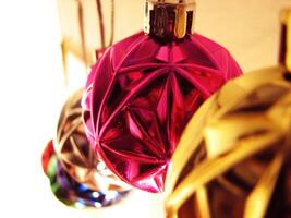 Christmas New Year decoration with colorful hanging balls photo