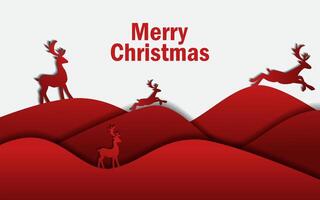 Background for merry Christmas and new year. Paper art style. vector