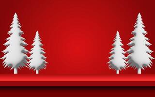 Merry Christmas banner studio table room product display with copy space vector