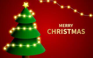 Merry Christmas is written on the red background vector