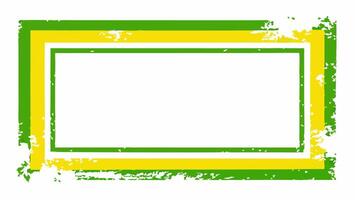 Yellow and green grunge frame, rectangle grunge on white background for your presentaion or design background vector