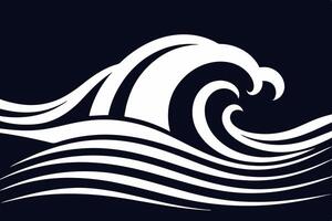Stylized design of dynamic waves on a dark background, symbolizing movement and fluidity in nature. vector