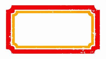 Red and gold grunge frame, rectangle grunge on white background for your presentaion or design background vector