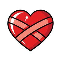 Broken Heart with Bandages Design - Symbol of Love, Healing, and Emotional Recovery vector