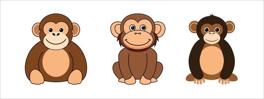 Minimalist Flat Chimpanzee Illustration on White Background, Simple Stylized Design, Bold Colors, Clean Aesthetic vector