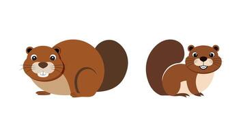 Two cartoon beavers on a white background vector