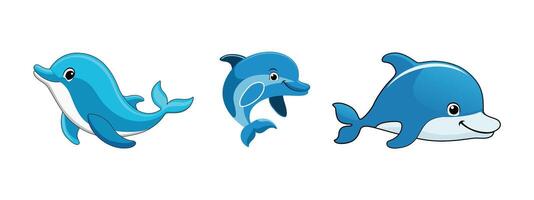 Minimalist Flat Dolphin Illustration on White Background, Simple Stylized Design, Bold Blue Color, Clean Aesthetic vector