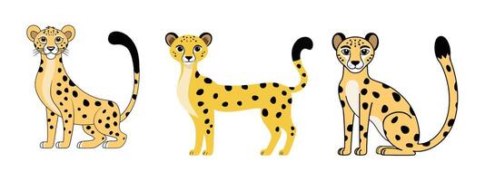 Minimalist Flat Cheetah Illustration on White Background, Simple Stylized Design, Bold Colors, Clean Aesthetic vector