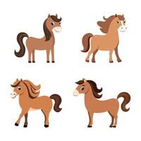 Four horses with different colors and different hair styles vector