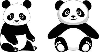 Minimalist Flat Giant Panda Illustration on White Background, Simple Stylized Design, Bold Black and White Colors, Clean Aesthetic vector