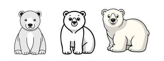 Minimalist Flat Polar Bear Illustration on White Background, Simple Stylized Design, Bold White Color, Clean Aesthetic vector