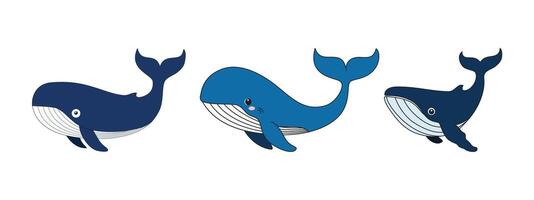 Minimalist Flat Blue Whale Illustration on White Background, Simple Stylized Design, Bold Colors, Clean Aesthetic vector