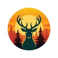 Rustic Deer Head Silhouette - Elegant Wildlife Design with Antlers for Minimalist Art vector