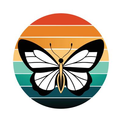 Vintage Butterfly Silhouette - Retro Design with Elegant Wings for Minimalist Nature Art