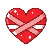 Red Broken Heart with Bandages Symbolizing Healing, Recovery, and Love - Minimalistic Design vector