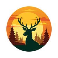 Majestic Deer Head - Minimalist Wildlife Silhouette with Antlers for Rustic Decor Art vector