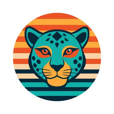 Vintage Jungle Cat Design - Retro Tiger Silhouette with Stripes for Wildlife Art