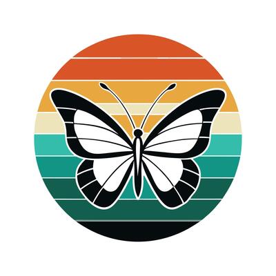 Vintage Butterfly - Retro Silhouette Design with Elegant Wings, Minimalist and Bohemian Nature Art